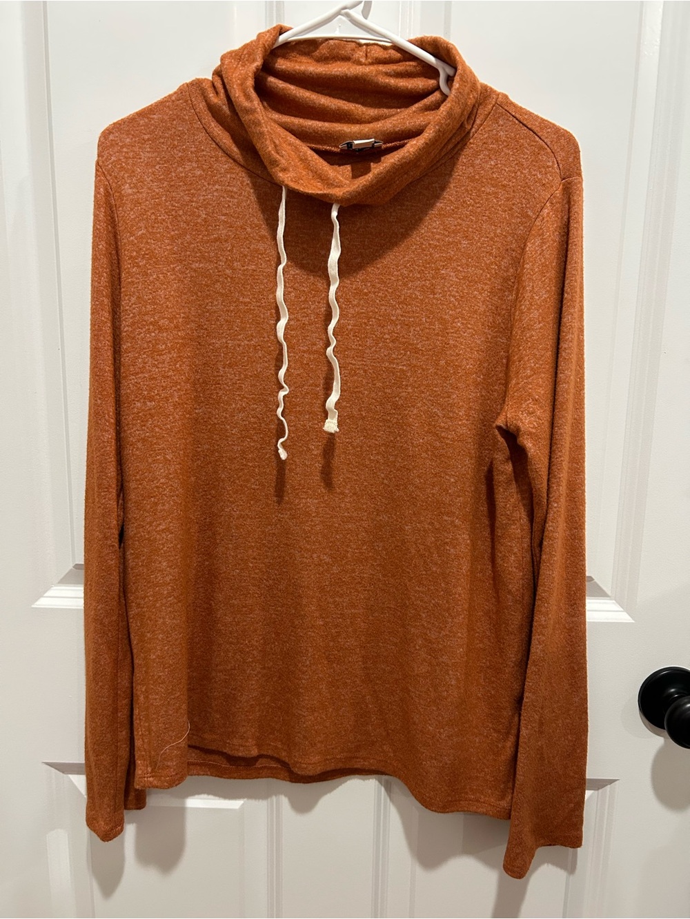 J. Crew Heathered Rust Cowl-Neck Drawstring Sweater